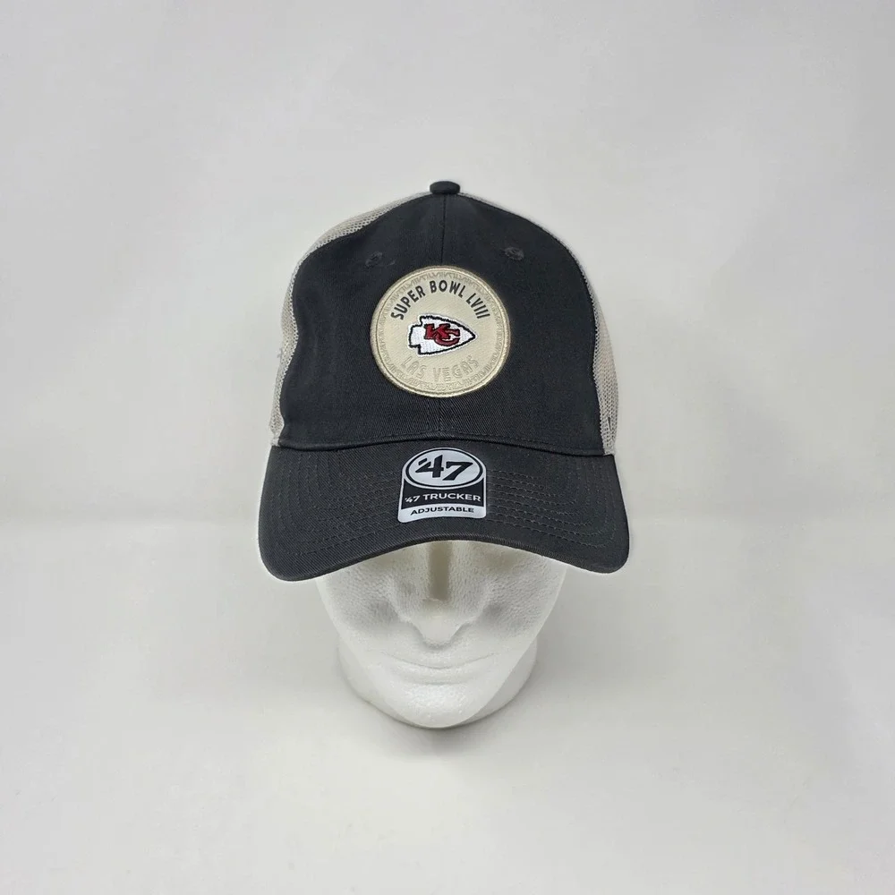 Kansas City Chiefs '47 Trucker Hat Cap Super Bowl 48 LVIII NFL‎ Patch Charcoal